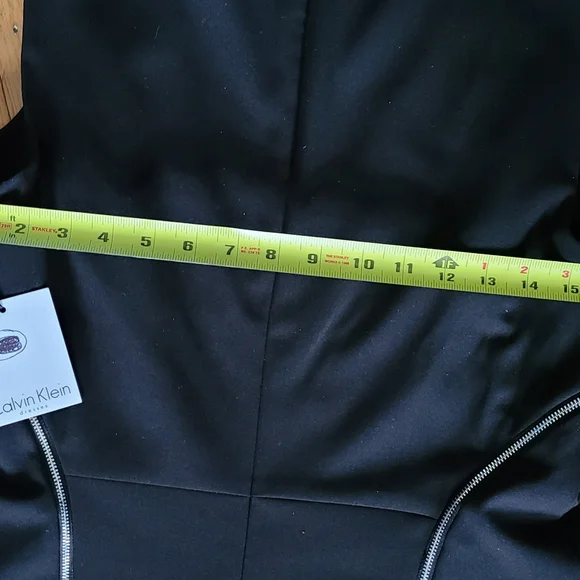 Calvin Klein Zipper Mini Sheath Dress 10 Women Black Silver Lined NEW - Picture 5 of 6